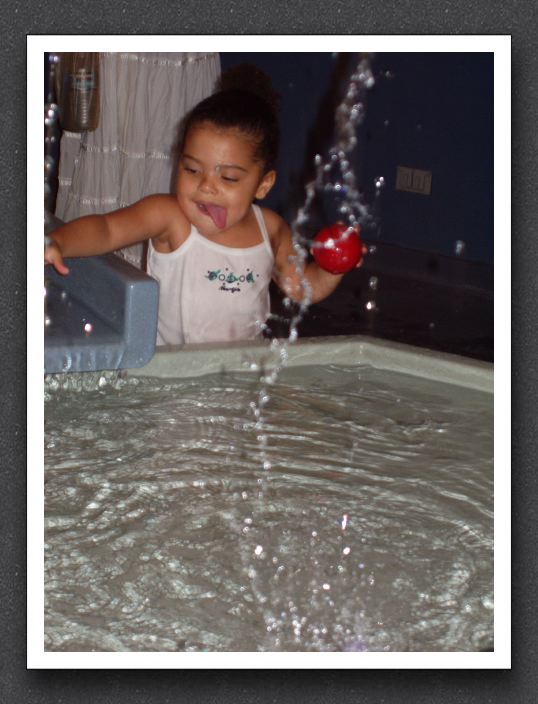 Wet girl, wet ball