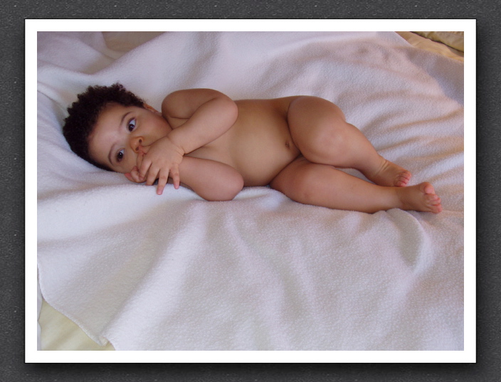 Sleepy naked baby