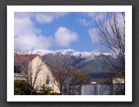 Snow on the mountaintops in Milpitas (a rare sight)