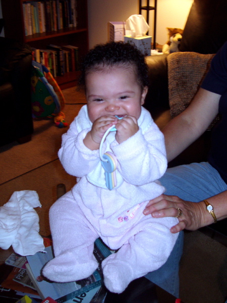 Kayla gnaws her teething keys