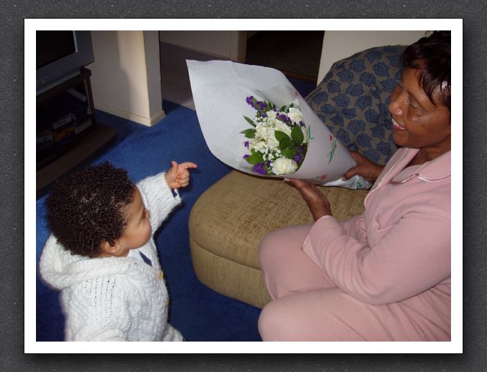 Kayla admires Grandma Daisy's 