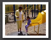 On the slide with Grandma Daisy