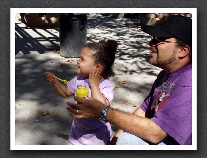 Happy bubble girl, happy Daddy