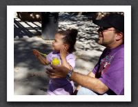 Happy bubble girl, happy Daddy