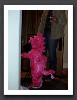 Pink Dragon greets trick-or-treaters