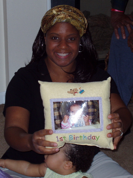 A pretty pillow from Grandma Daisy and Grandpa Charles