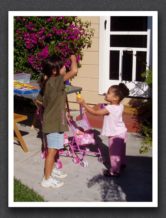 Jessie and Kayla play bubbles